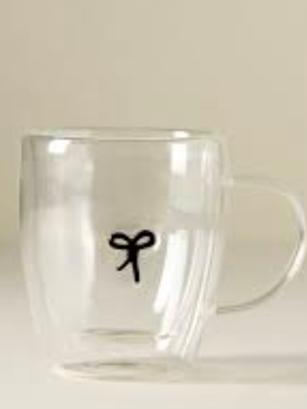 Anthropologie Icon Glass Mug Black Ribbon